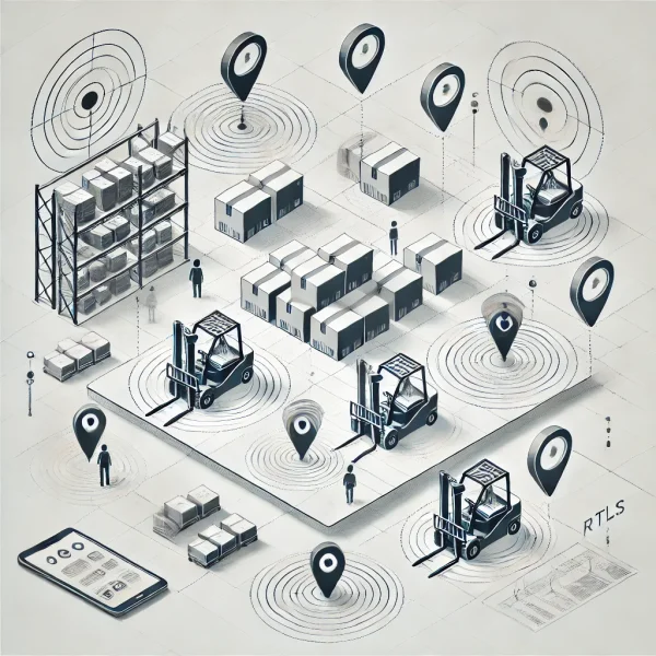 Dispositivos RTLS (tags) instalados en objetos y personas